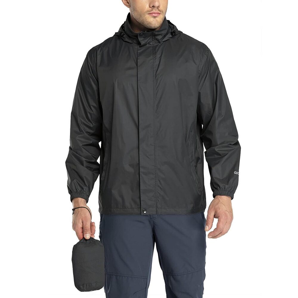 Packable Rain Jacket Men's Lightweight Waterproof Rain Shell Jacket